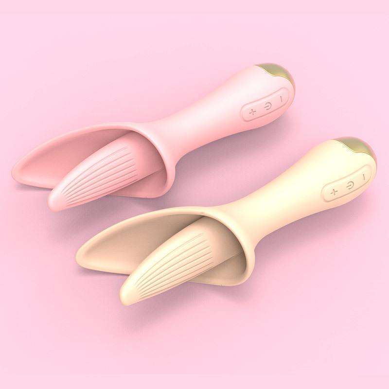 Silicone long tongue vibrator, USB charging, frequency conversion, simulated vaginal licking,Beige