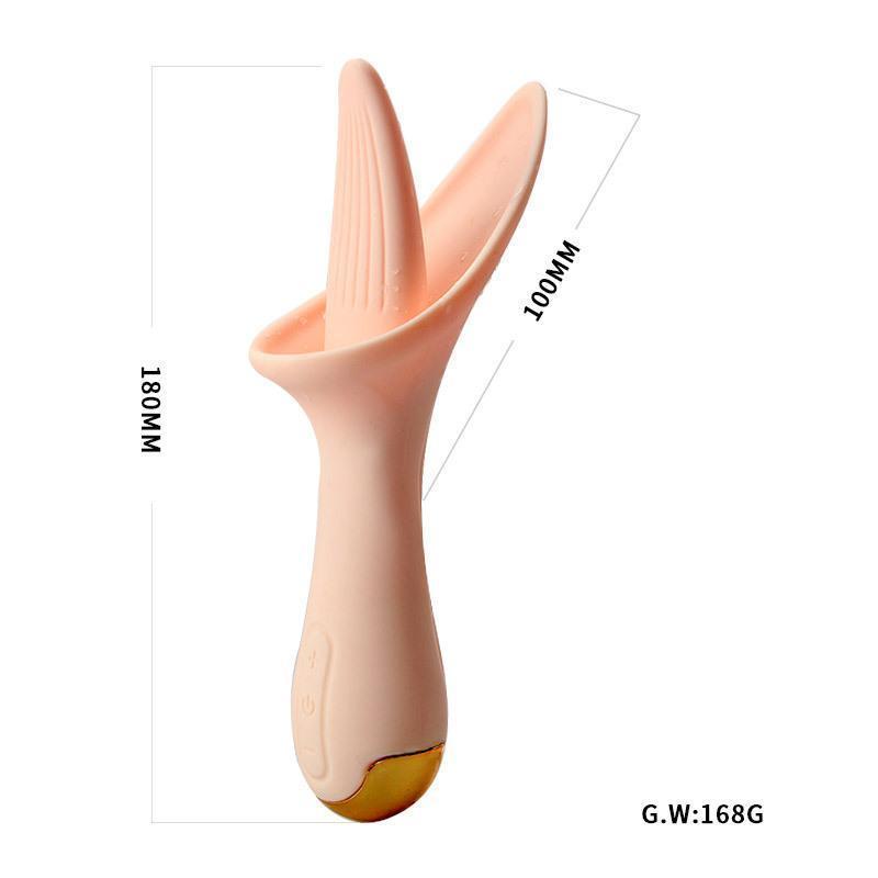 Silicone long tongue vibrator, USB charging, frequency conversion, simulated vaginal licking,Beige