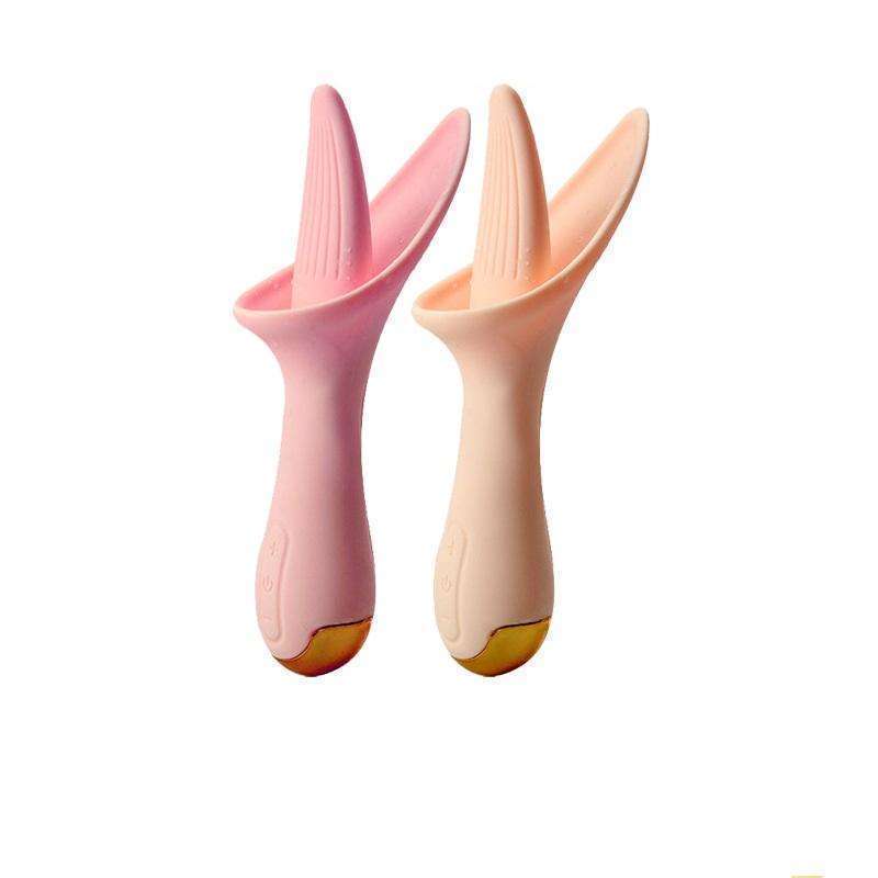 Silicone long tongue vibrator, USB charging, frequency conversion, simulated vaginal licking,Beige