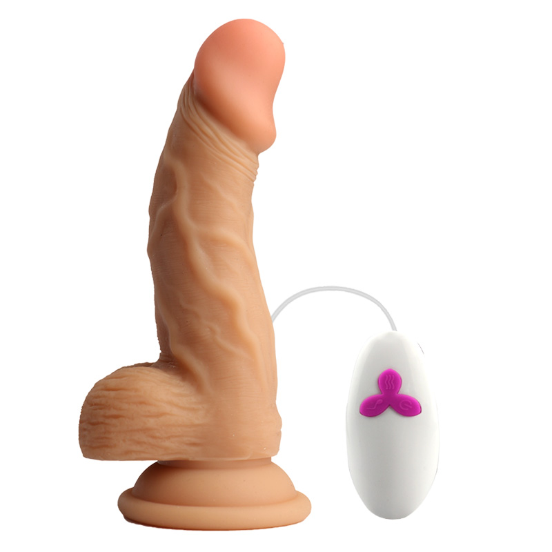 6.3" inch Skin color Realistic Dildo charging vibration swing (brown)