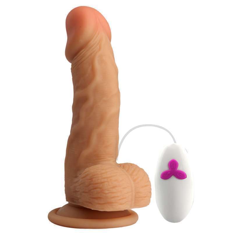 6.3" inch Skin color Realistic Dildo charging vibration swing (brown)