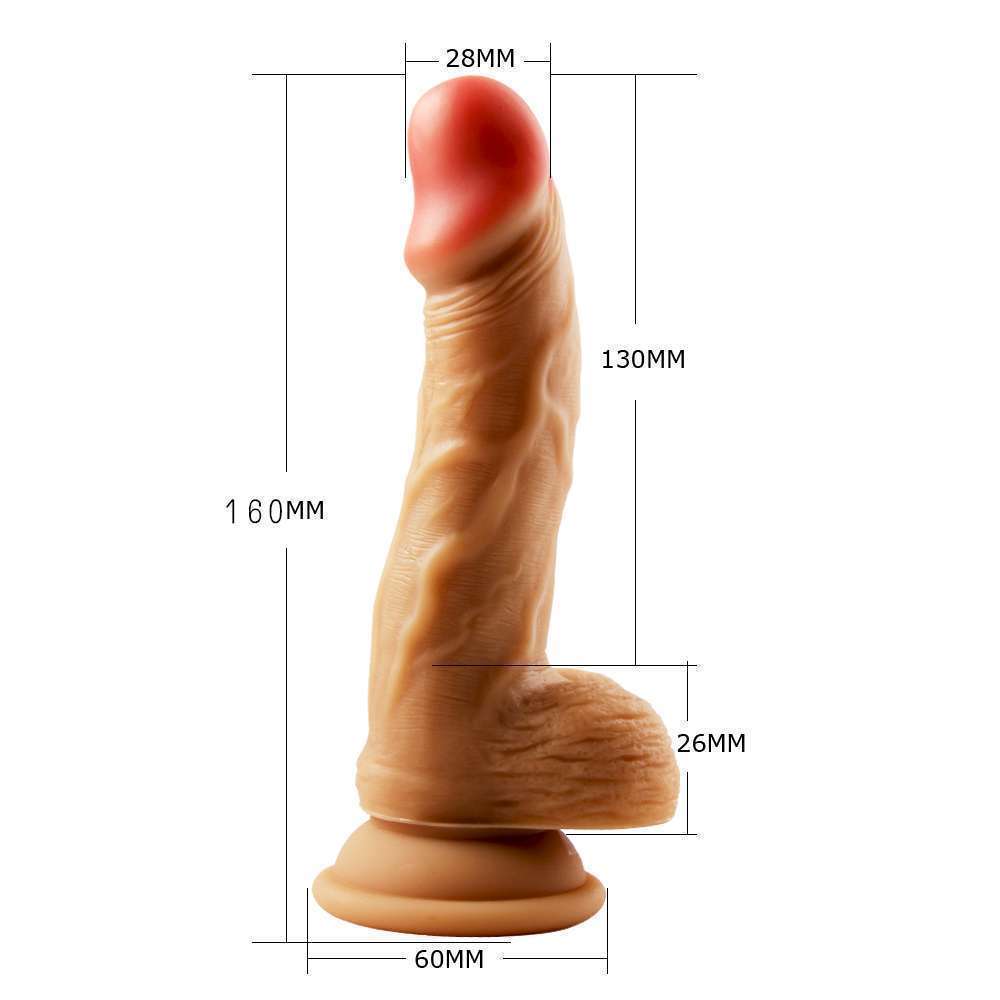 6.3" inch Skin color Realistic Dildo charging vibration swing (brown)