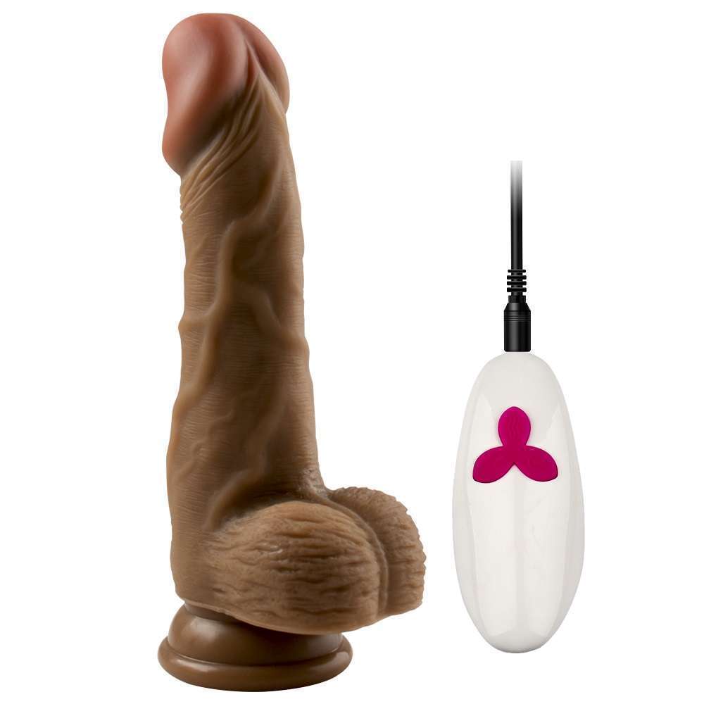 6.3" inch Skin color Realistic Dildo charging vibration swing (brown)