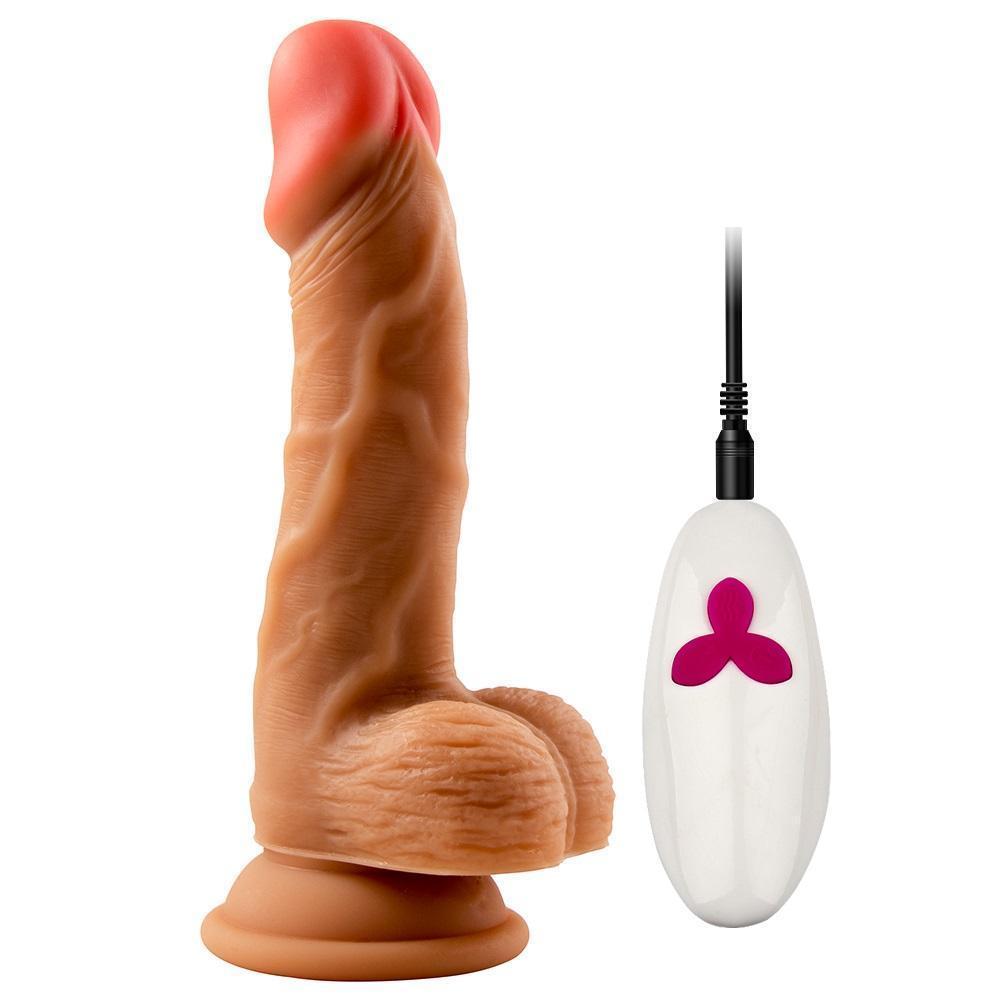 6.3" inch Skin color Realistic Dildo charging vibration swing (brown)
