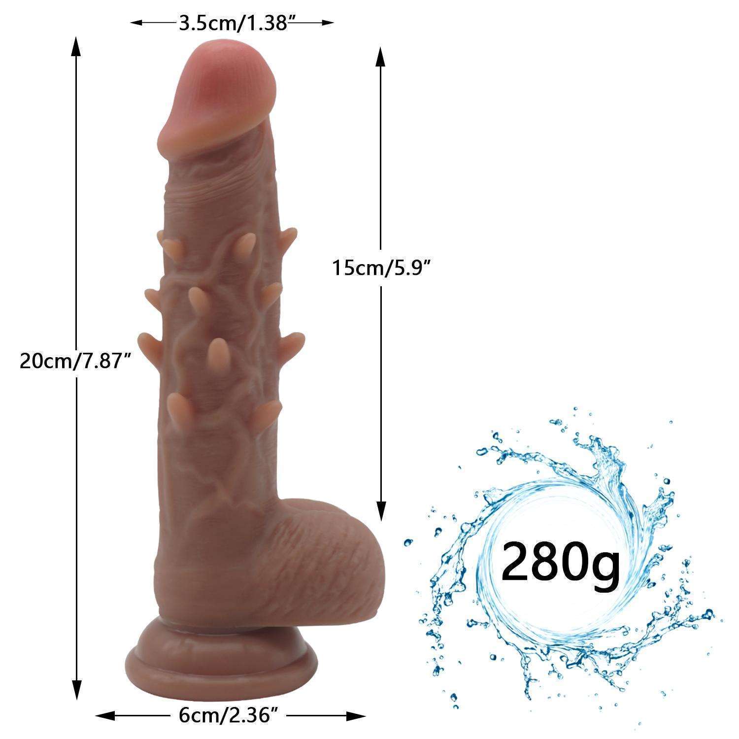 Small barb 7.87 inch dildo, double-layer liquid silicone (B28)