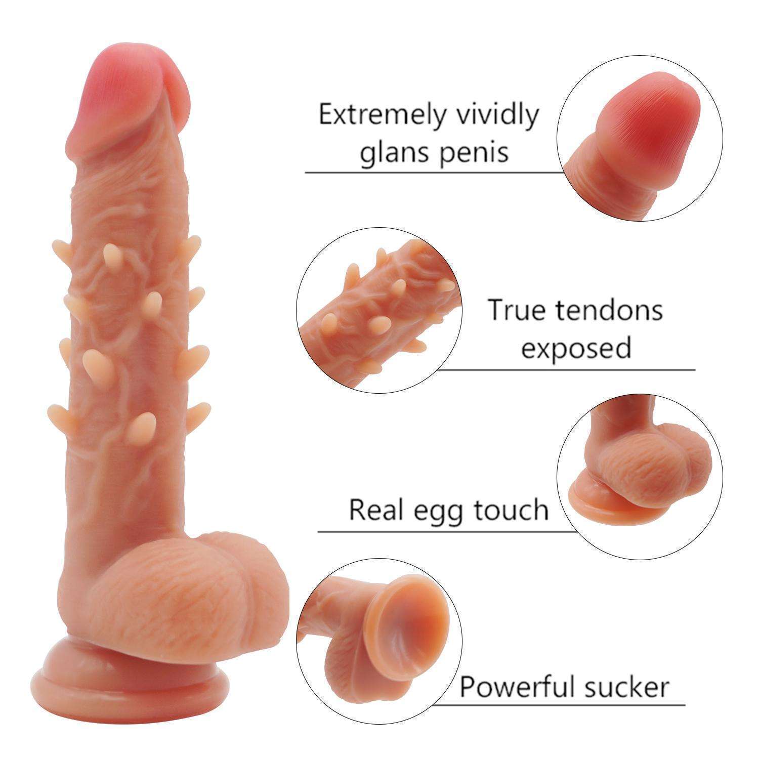 Small barb 7.87 inch dildo, double-layer liquid silicone (B28)