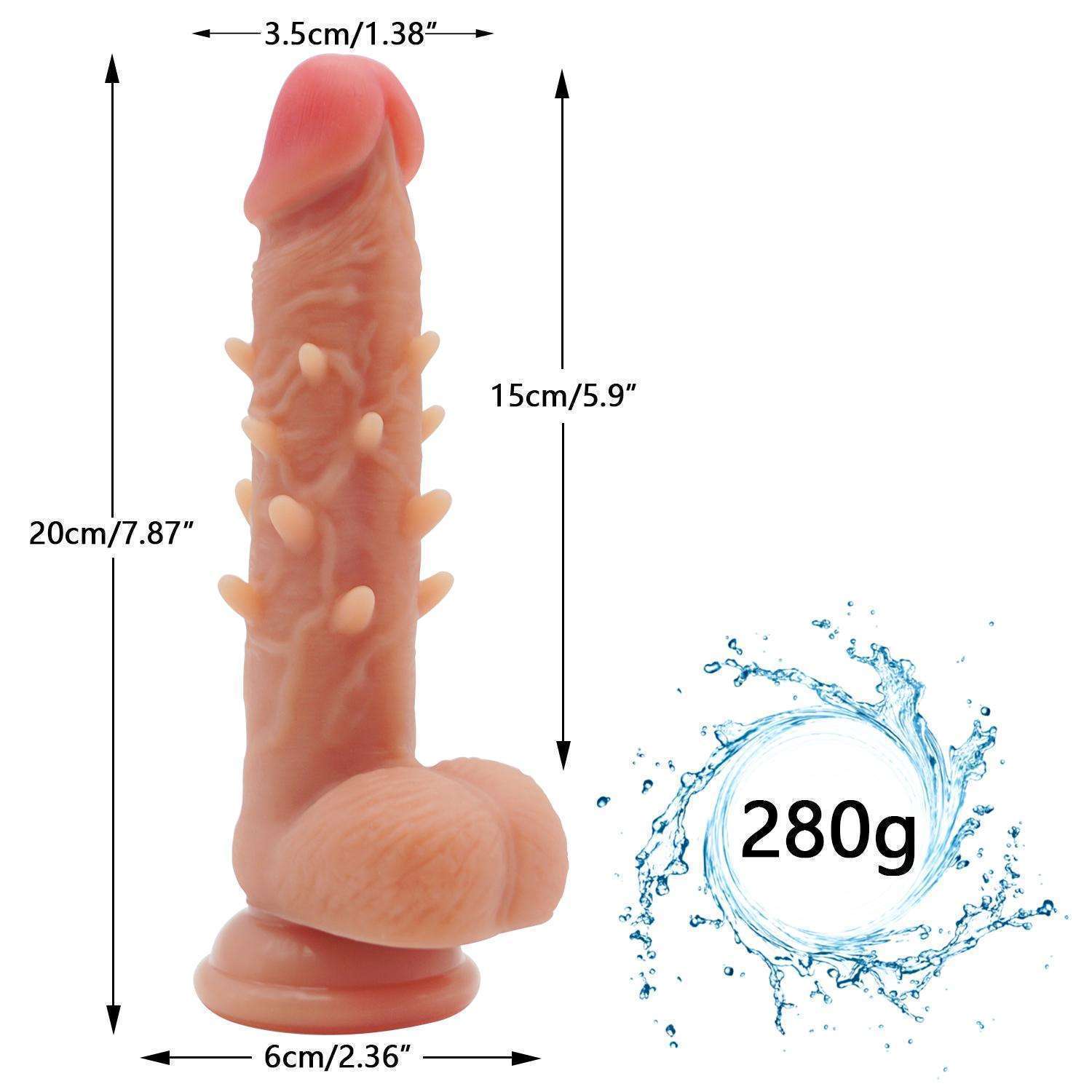 Small barb 7.87 inch dildo, double-layer liquid silicone (B28)