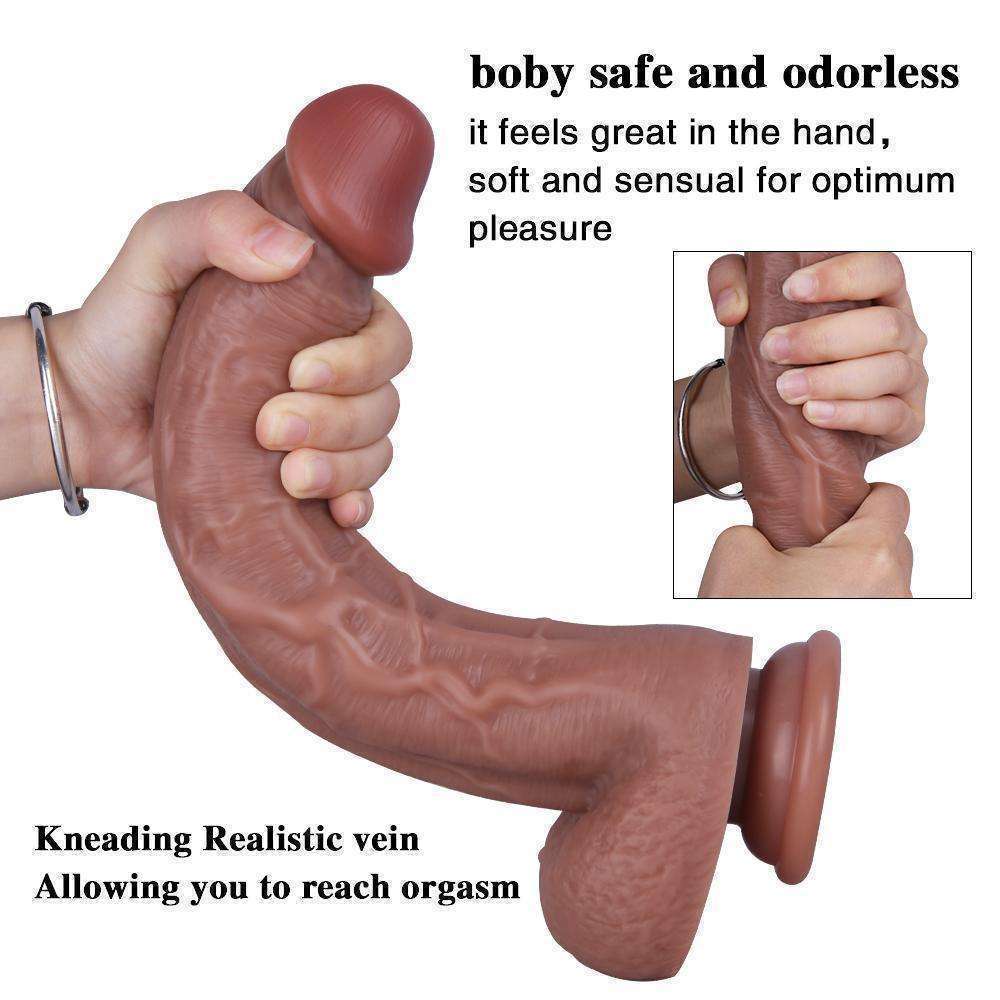 Double liquid silicone upturned dildo with sucker