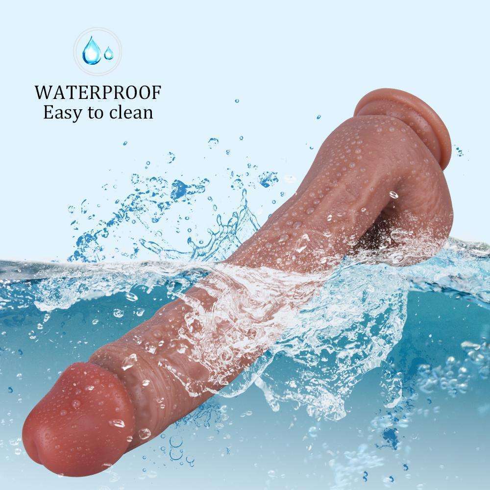 Double liquid silicone upturned dildo with sucker Lamb skin dildo (B78)