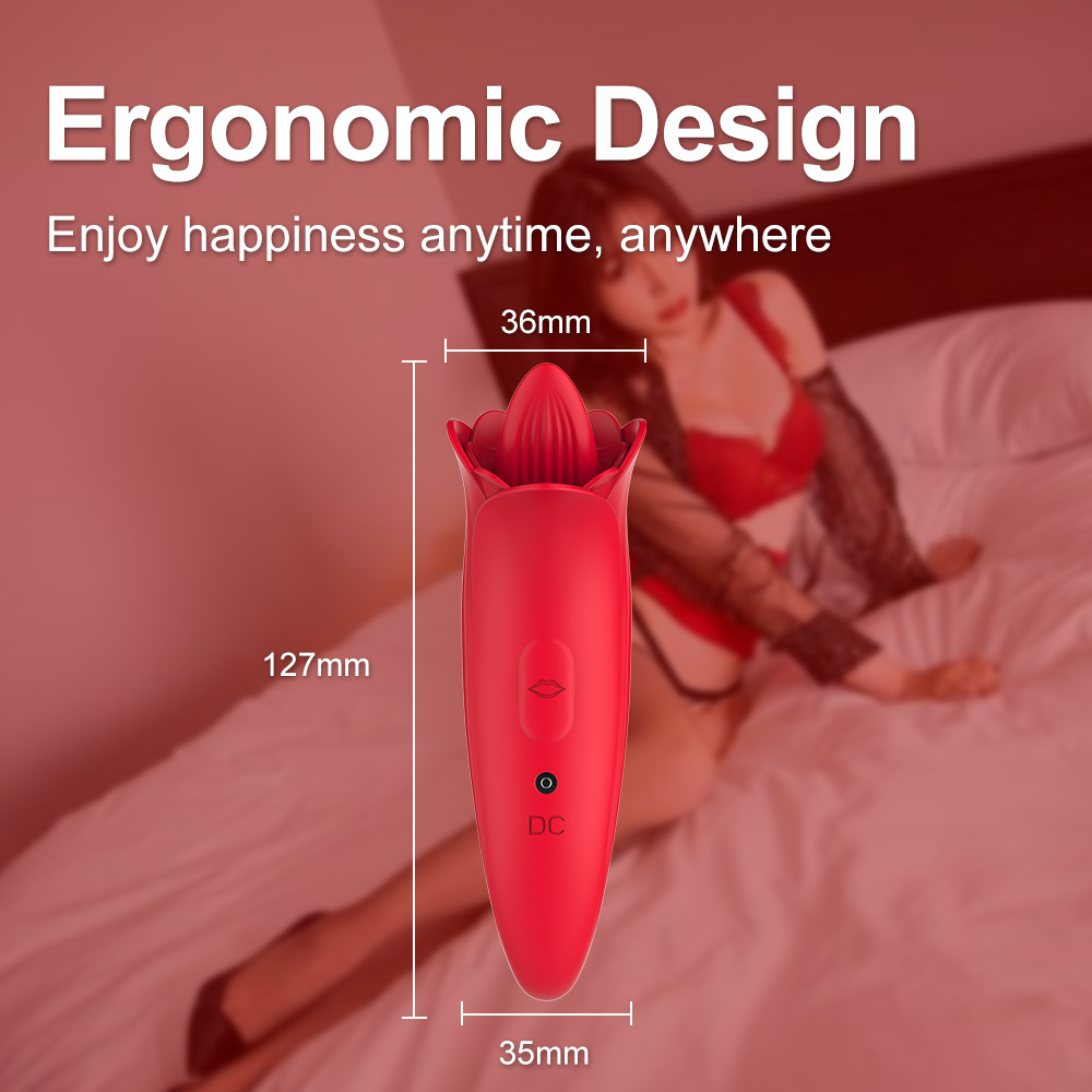 Silicone Rose, tongue 5-frequency tongue licking female flirting vibrator