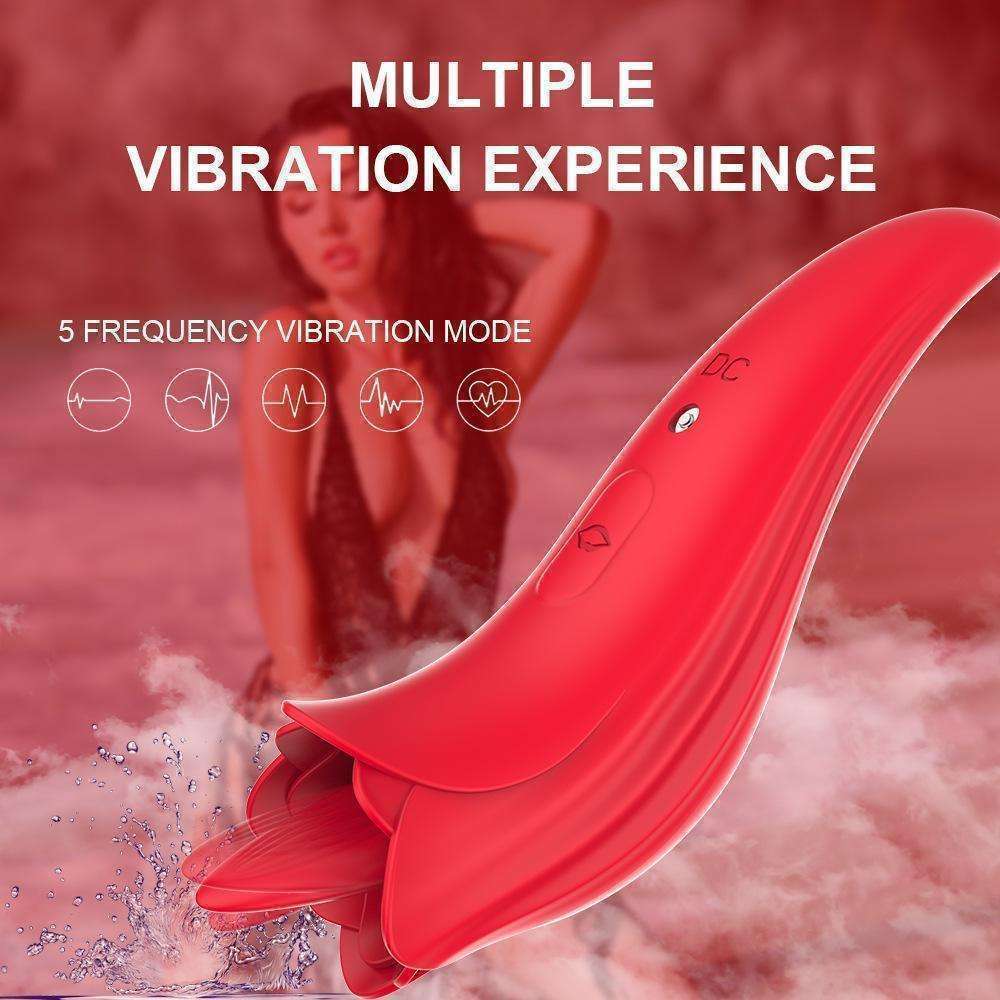 Silicone Rose, tongue 5-frequency tongue licking female flirting vibrator