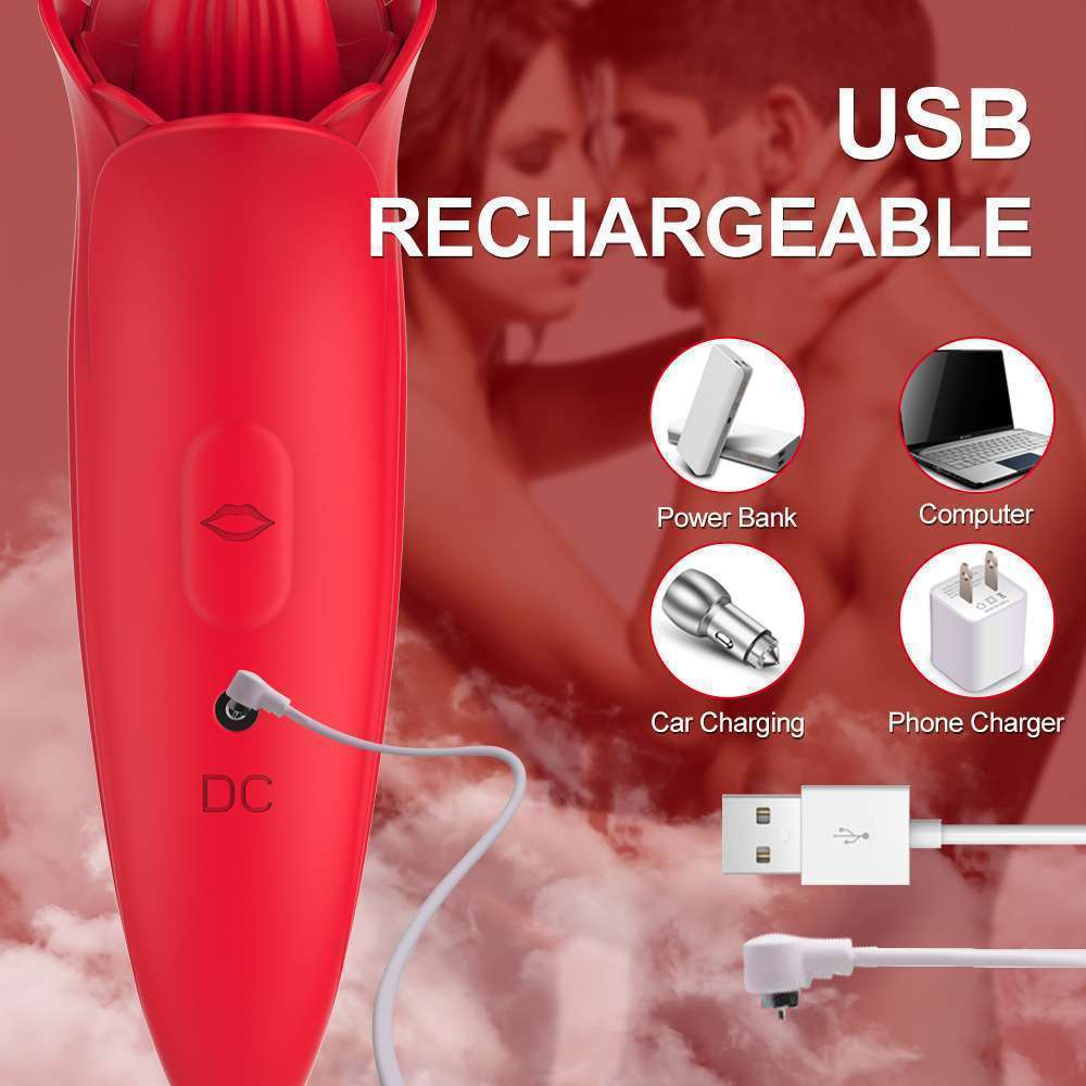 Silicone Rose, tongue 5-frequency tongue licking female flirting vibrator