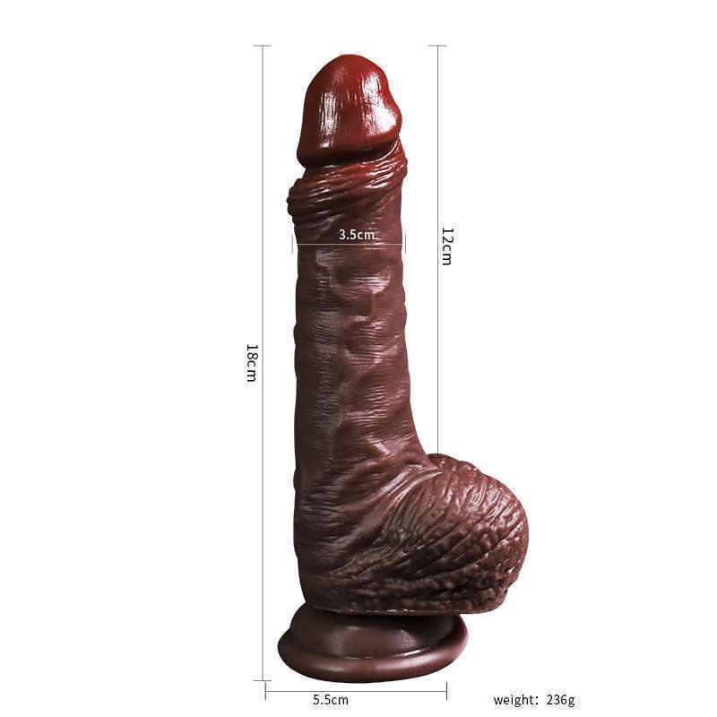 Lamb skin Dildo Liquid silicone dark purple 7.08 - 8.46 inch