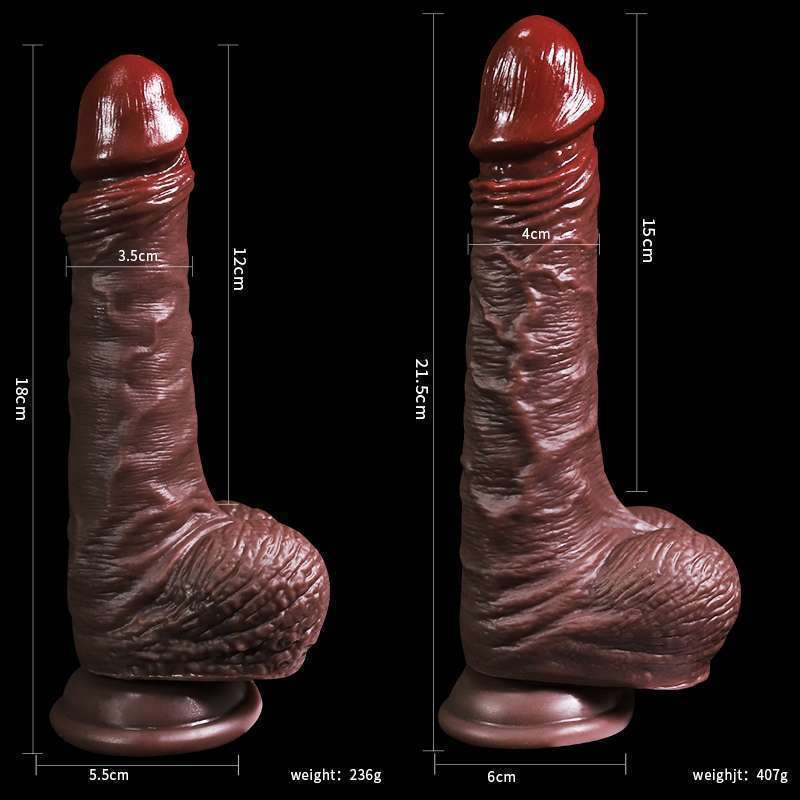 Lamb skin Dildo Liquid silicone dark purple 7.08 - 8.46 inch