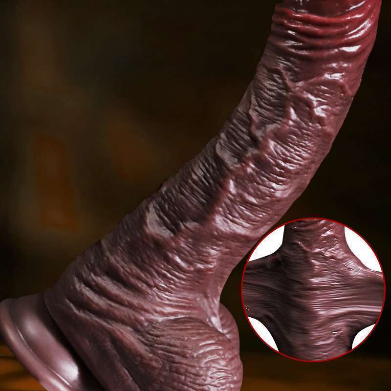 Lamb skin Dildo Liquid silicone dark purple 7.08 - 8.46 inch