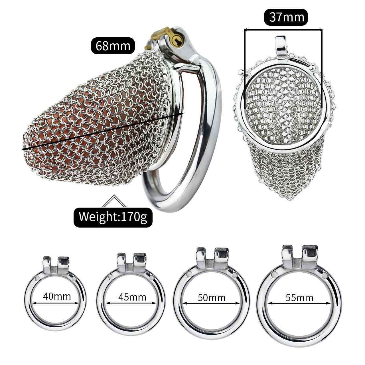 Metal Chastity Cage Mesh Male Locks Devices - Cage Length:  68 mm/2.6 inch (L)