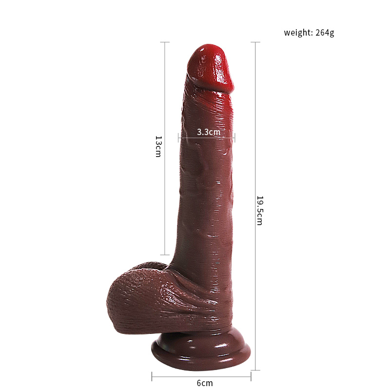Lambskin Dildo Liquid silicone blackish purple / 8.66 /7.48 inch
