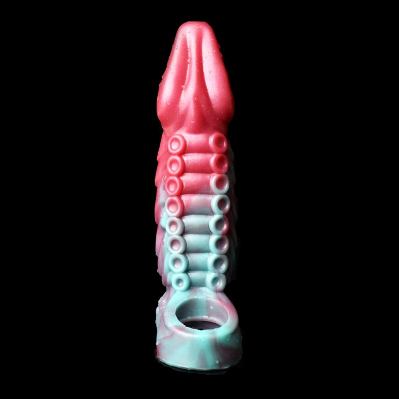 Hollow Penis Extension With Scrotum Ring - Rose