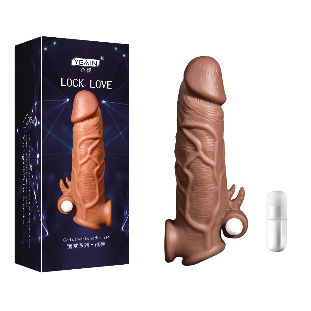 Vibration liquid silicone dildo penis extension sleeve