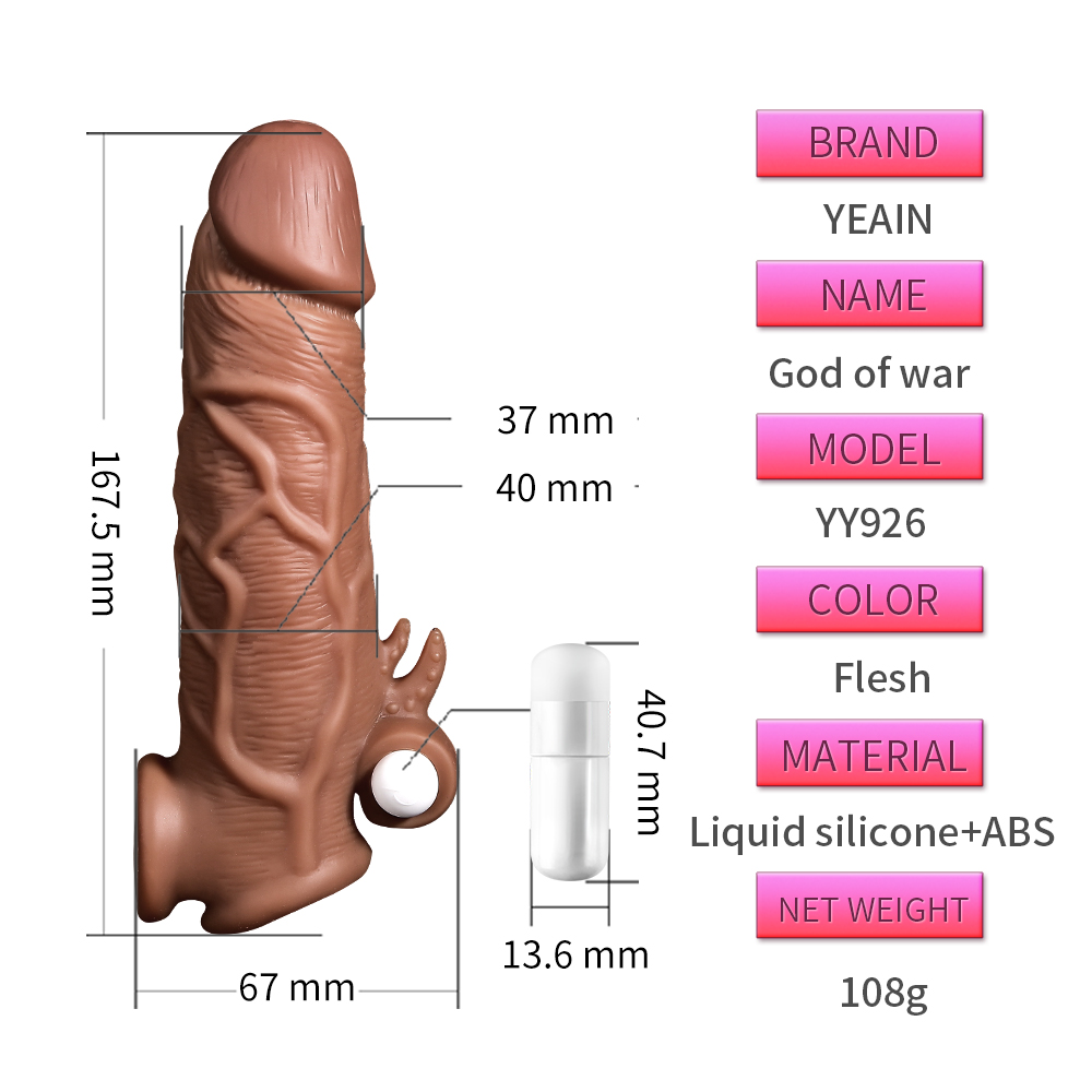Vibration liquid silicone dildo penis extension sleeve