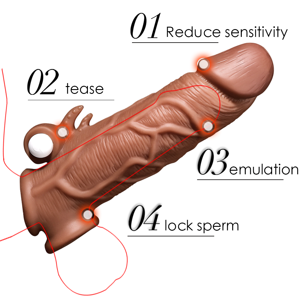 Vibration liquid silicone dildo penis extension sleeve