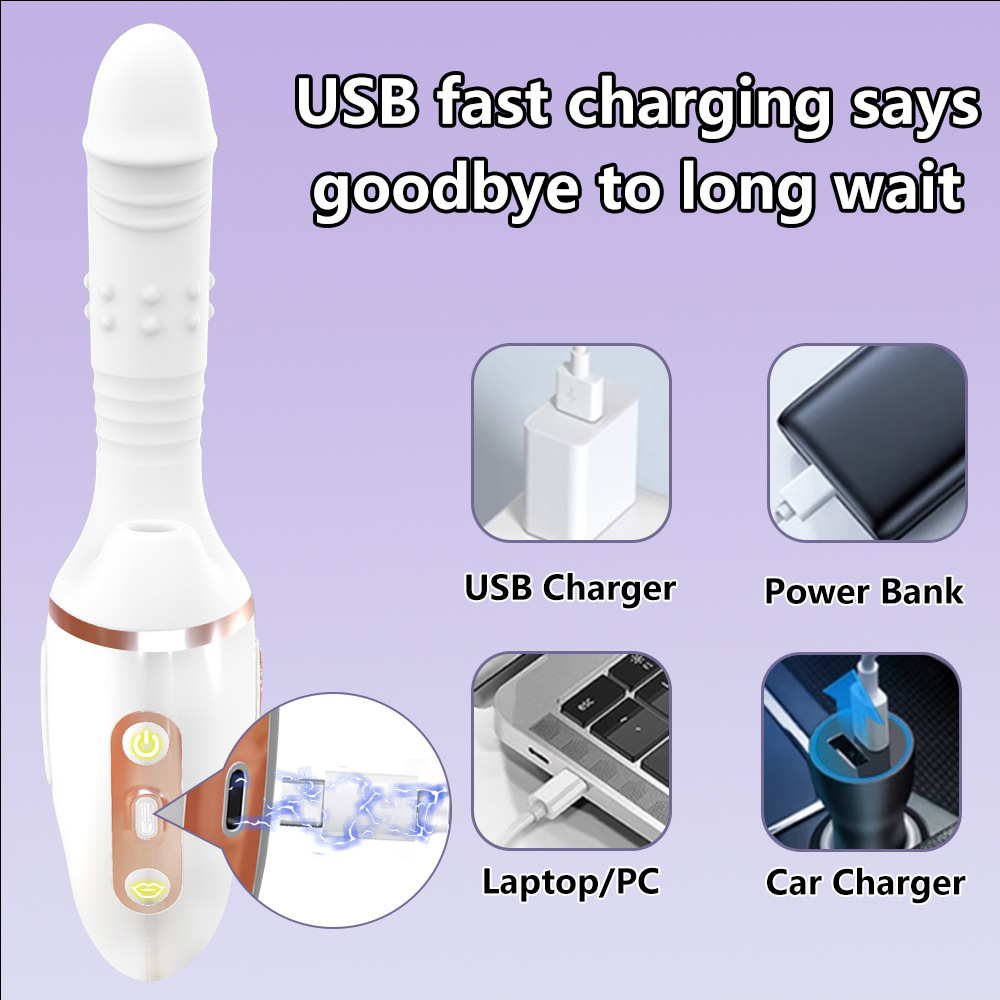 Automatic vibrator with telescopic suction sex machine