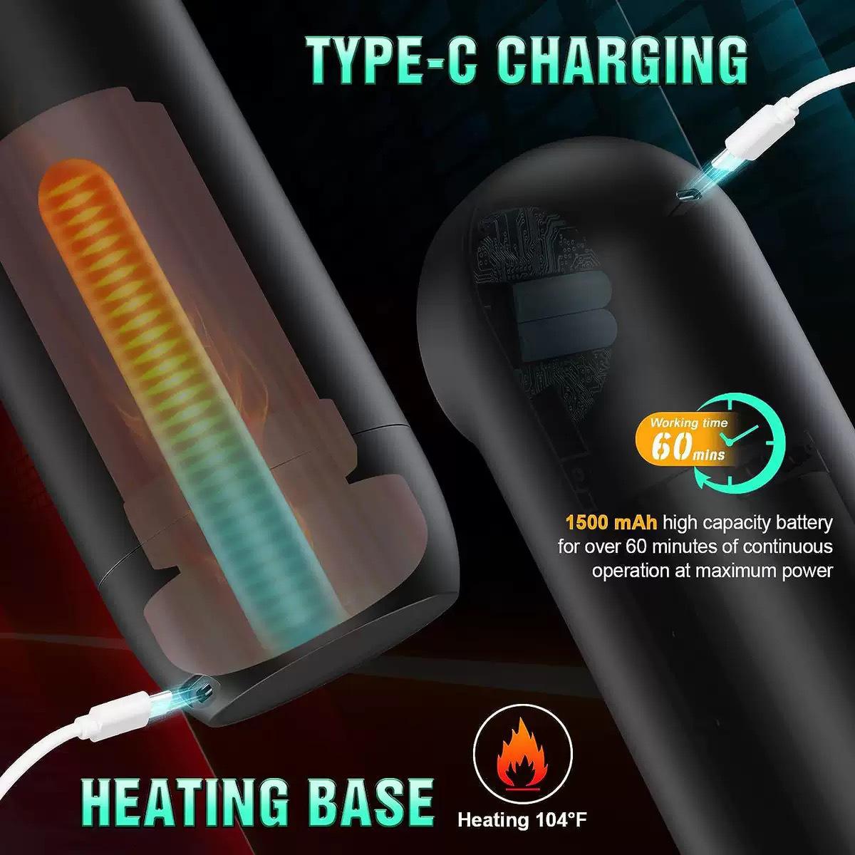 Automatic Male Masturbator With Telescoping Heating Vibrating Suction Functions