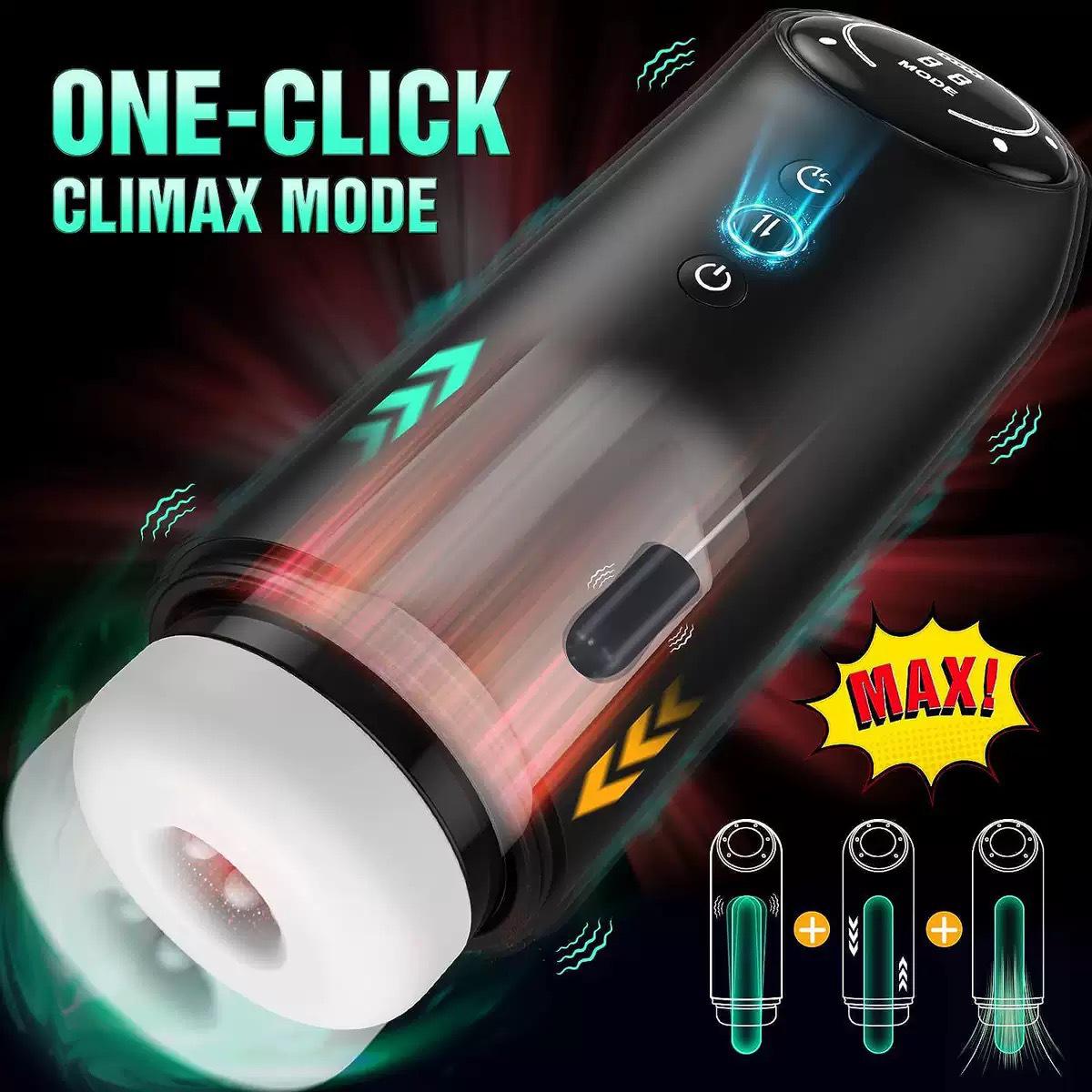 Automatic Male Masturbator With Telescoping Heating Vibrating Suction Functions