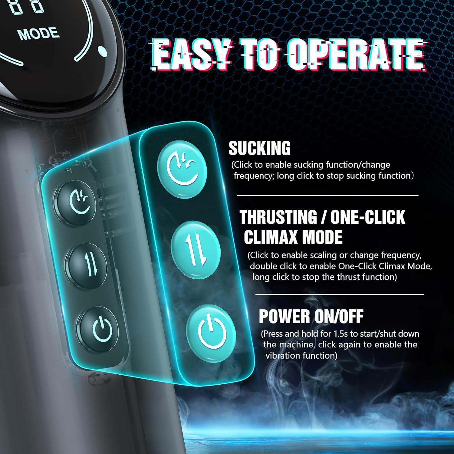 Automatic Male Masturbator With Telescoping Heating Vibrating Suction Functions