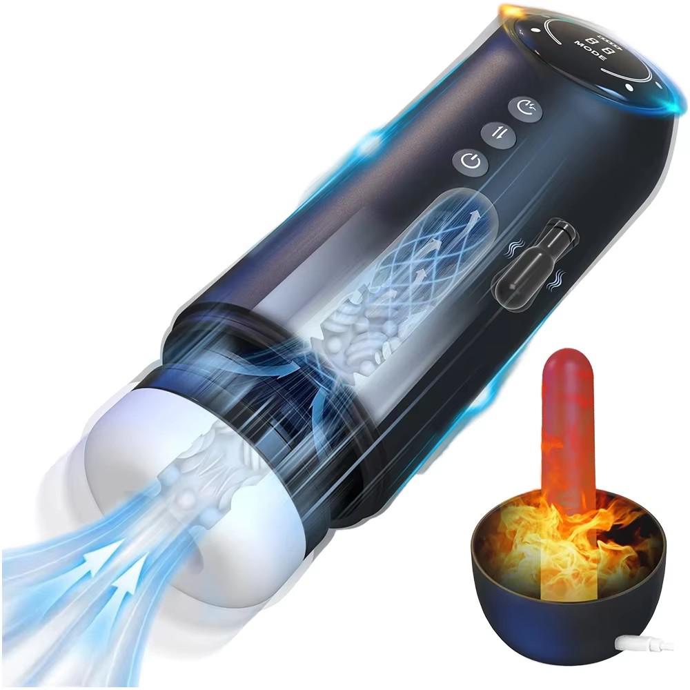 Automatic Male Masturbator With Telescoping Heating Vibrating Suction Functions