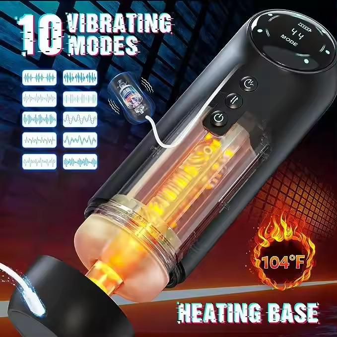 Automatic Male Masturbator With Telescoping Heating Vibrating Suction Functions