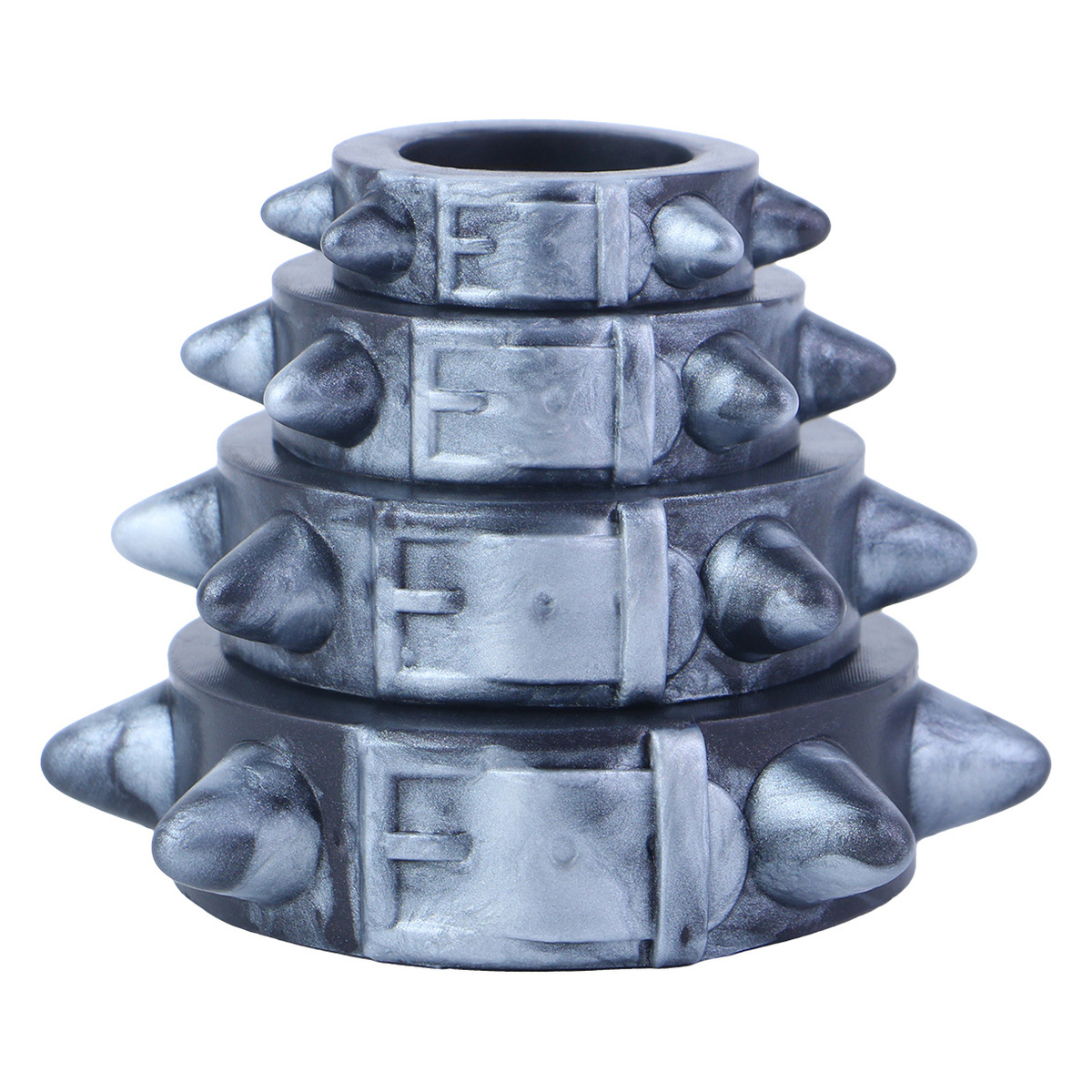 Liquid Silicone Spiked Mixed Color Silicone Cock Ring Set （a set of four）