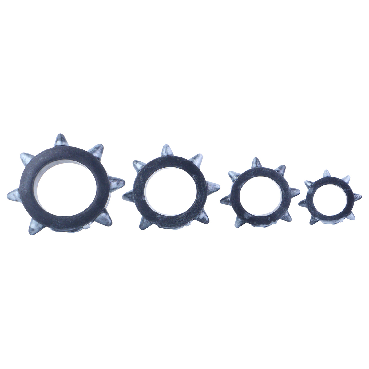 Liquid Silicone Spiked Mixed Color Silicone Cock Ring Set （a set of four）