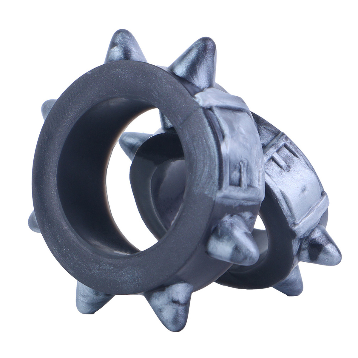 Liquid Silicone Spiked Mixed Color Silicone Cock Ring Set （a set of four）