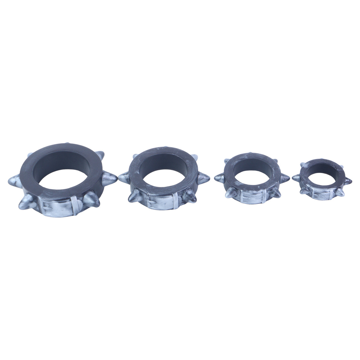 Liquid Silicone Spiked Mixed Color Silicone Cock Ring Set （a set of four）