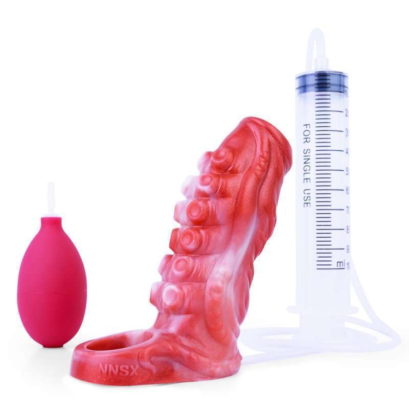 Squirting Flame Lifelike Penis Sleeve - C