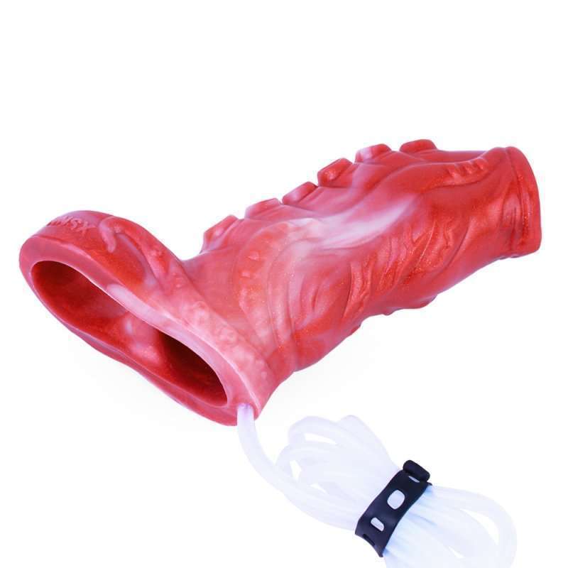 Squirting Flame Lifelike Penis Sleeve - C
