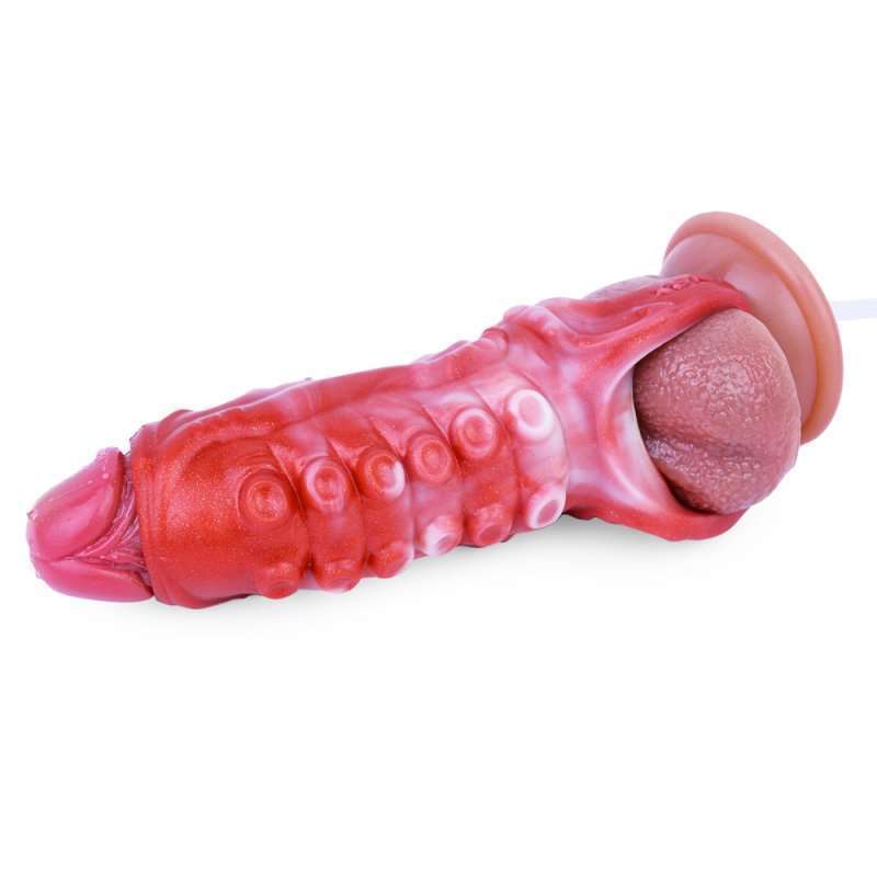 Squirting Flame Lifelike Penis Sleeve - C