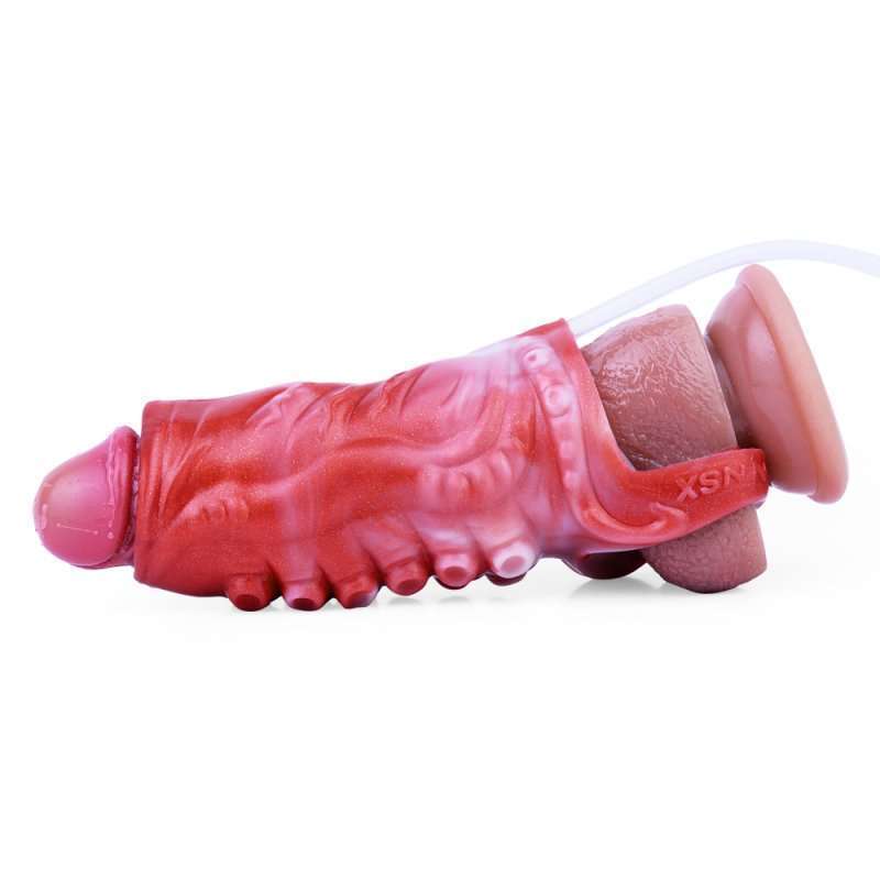 Squirting Flame Lifelike Penis Sleeve - C