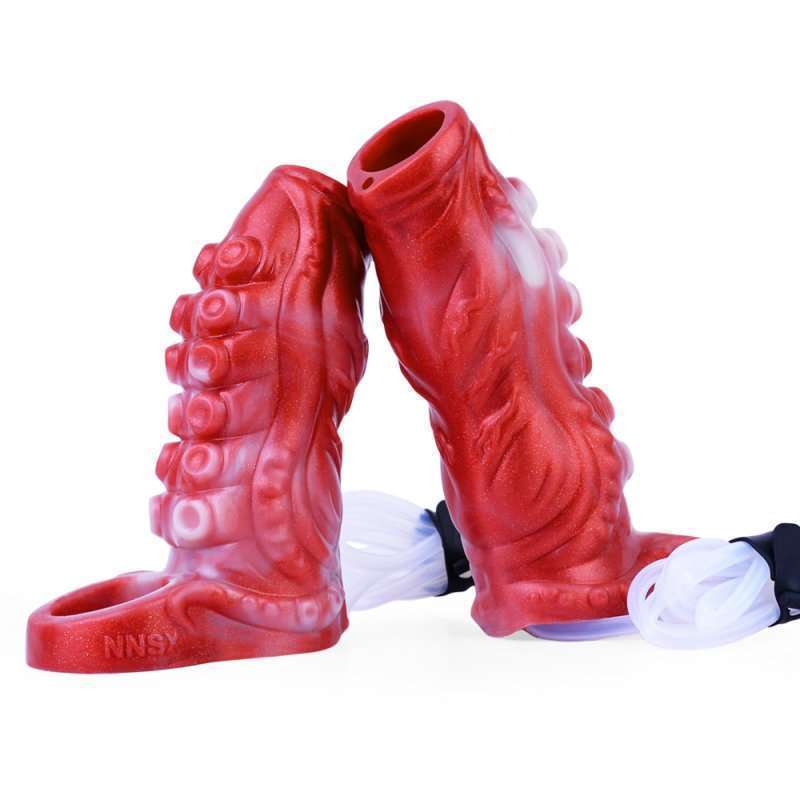 Squirting Flame Lifelike Penis Sleeve - C