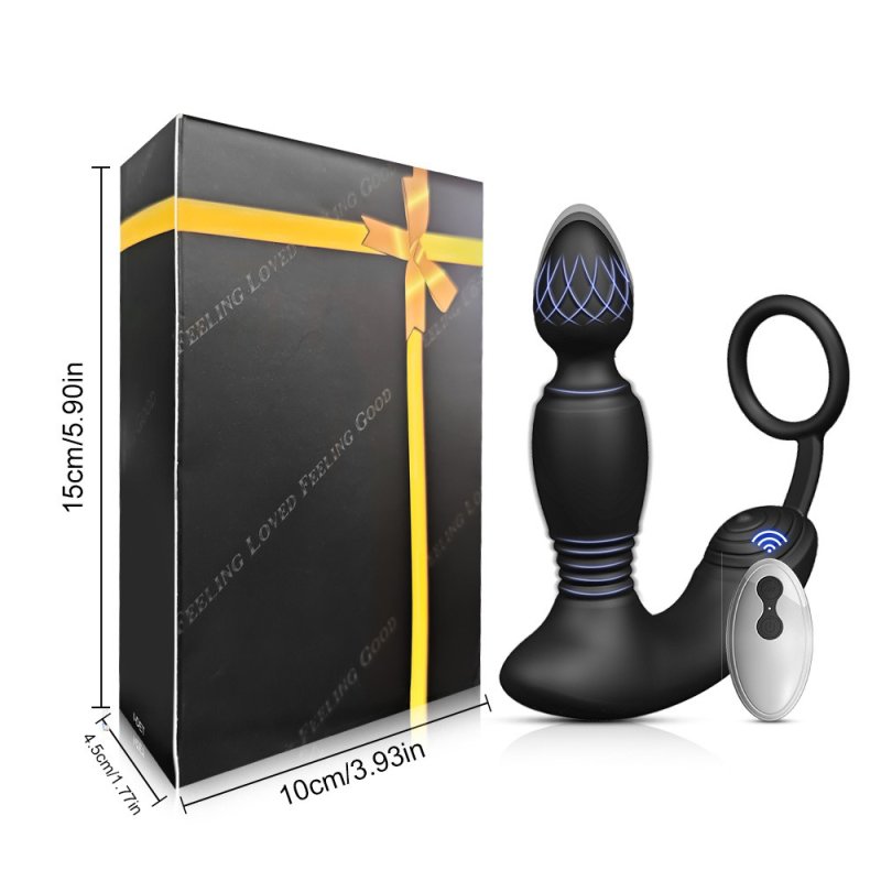 Prostate Rotation Anal Plug with Cock Ring Remote control of 9-frequency vibration