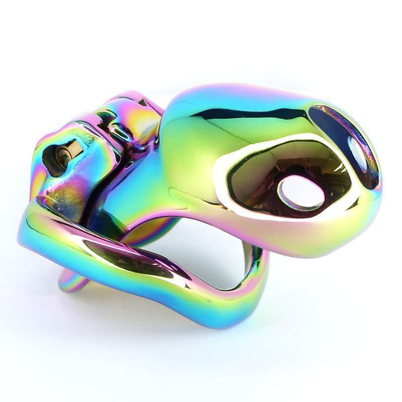 Rainbow Male Metal Chastity Cage HTV3