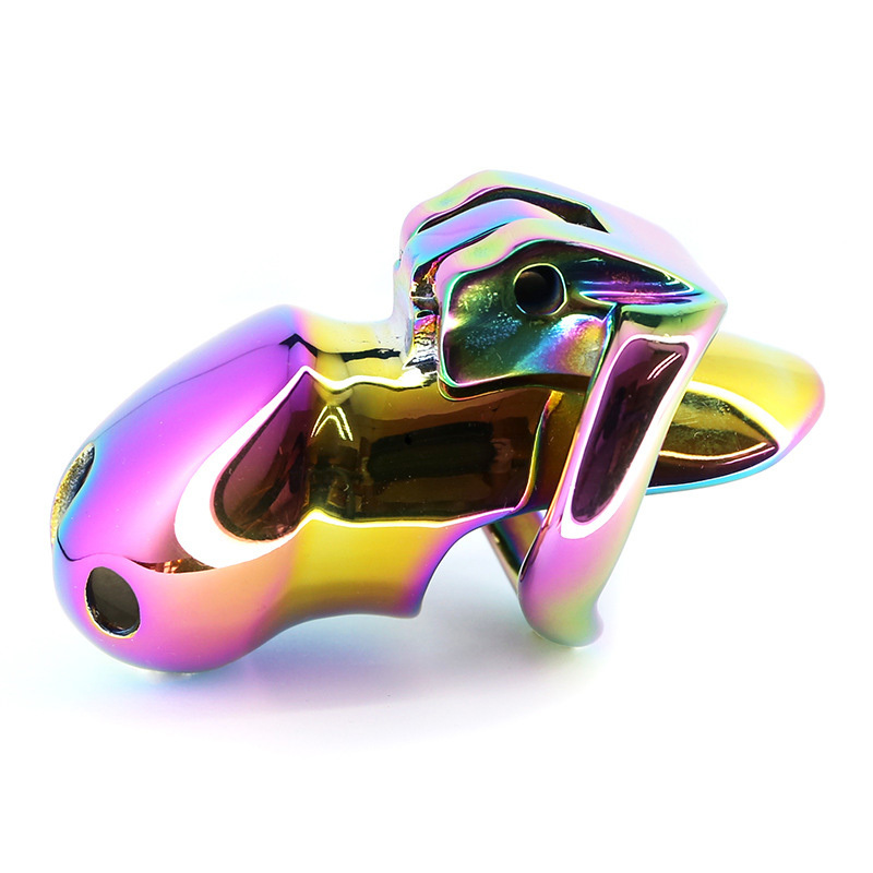 Rainbow Male Metal Chastity Cage HTV3