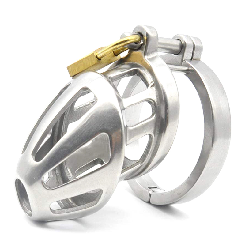 BON4M Stainless Steel Locking Cock Cage Chastity