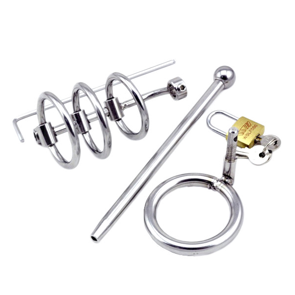 Locking Steel Chastity Device with Penis Plug