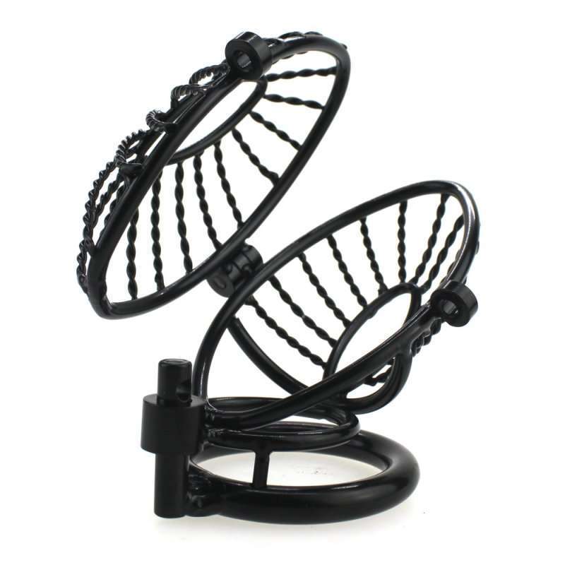 Side Entrance Black Twist Chastity Cage