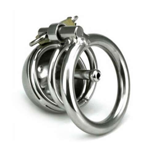 Short Steel Chastity Device With Urethral Tube