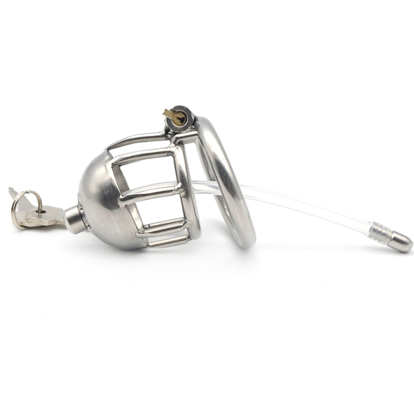 Chastity Device Cage with Catheter Tube