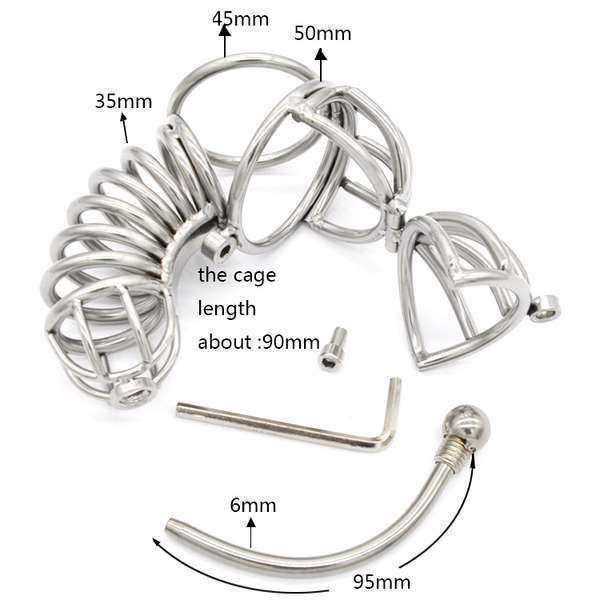 Full Cock & Ball Cage Chastity with Urethral Sound