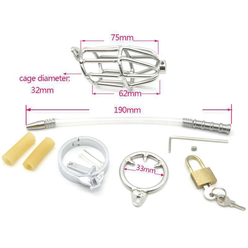 Boundage Chastity Cock Cage Urethral Tube